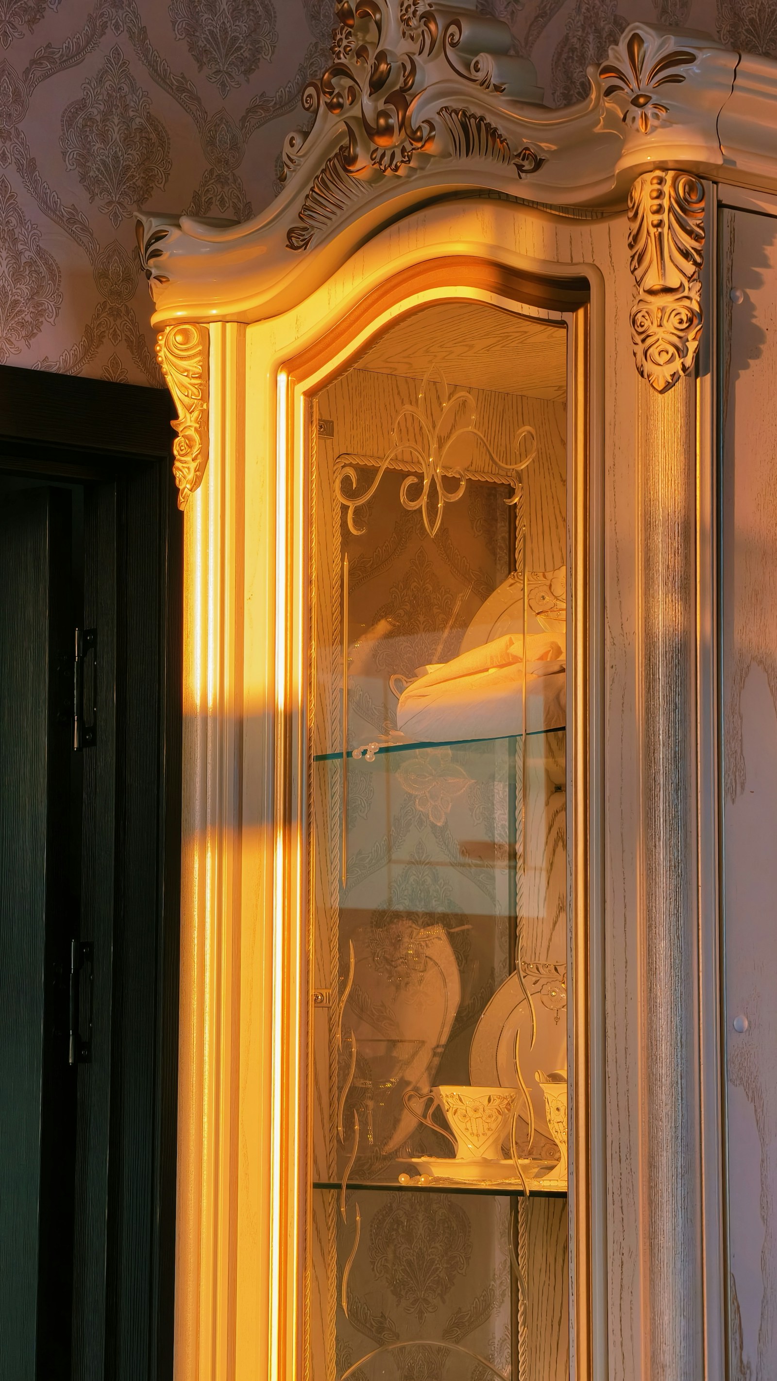 Custom antique cabinetry with hand-crafted joinery and aged hardware