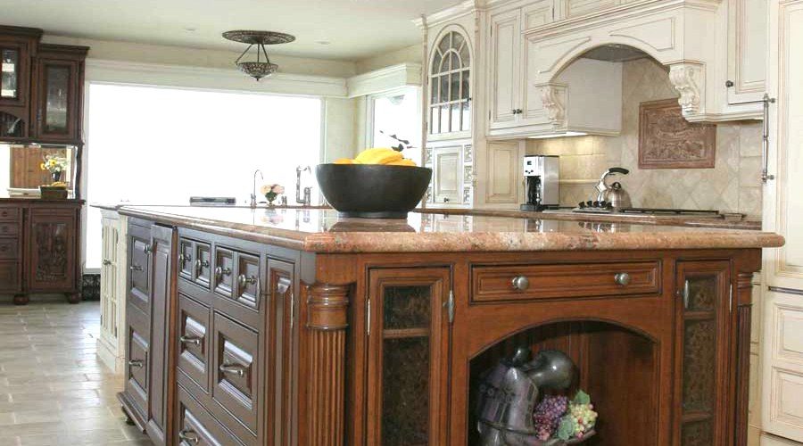 Dark walnut and cream kitchen cabinetry Big Canyon Orange County