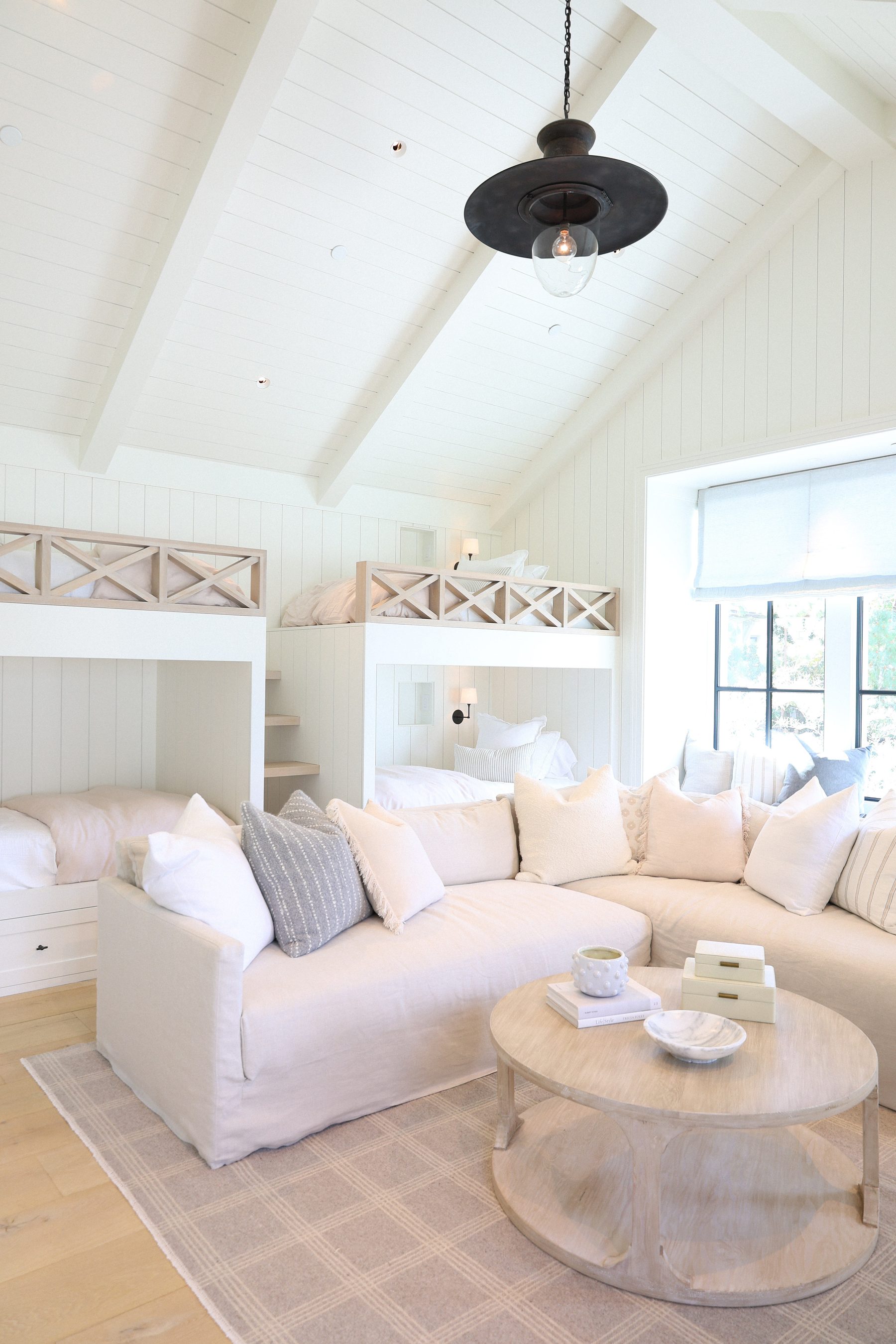 Custom white bunk room built-in cabinetry Big Canyon Orange County
