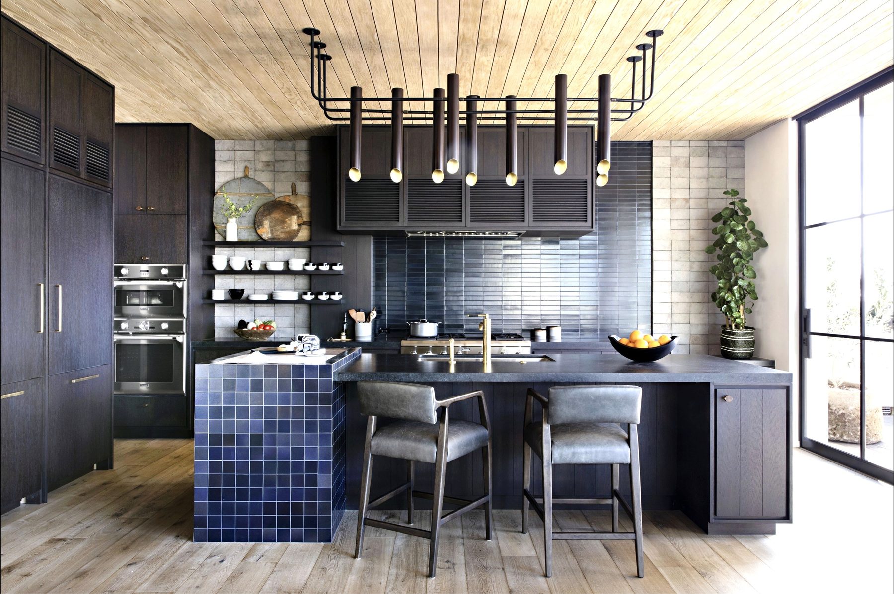 Contemporary dark charcoal custom kitchen cabinetry Orange County