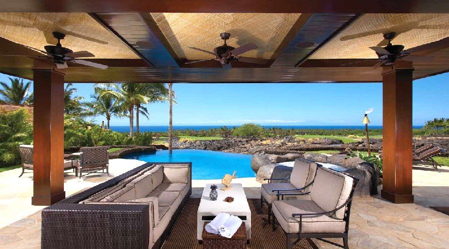 Hawaii luxury estate outdoor pavilion pool ocean view