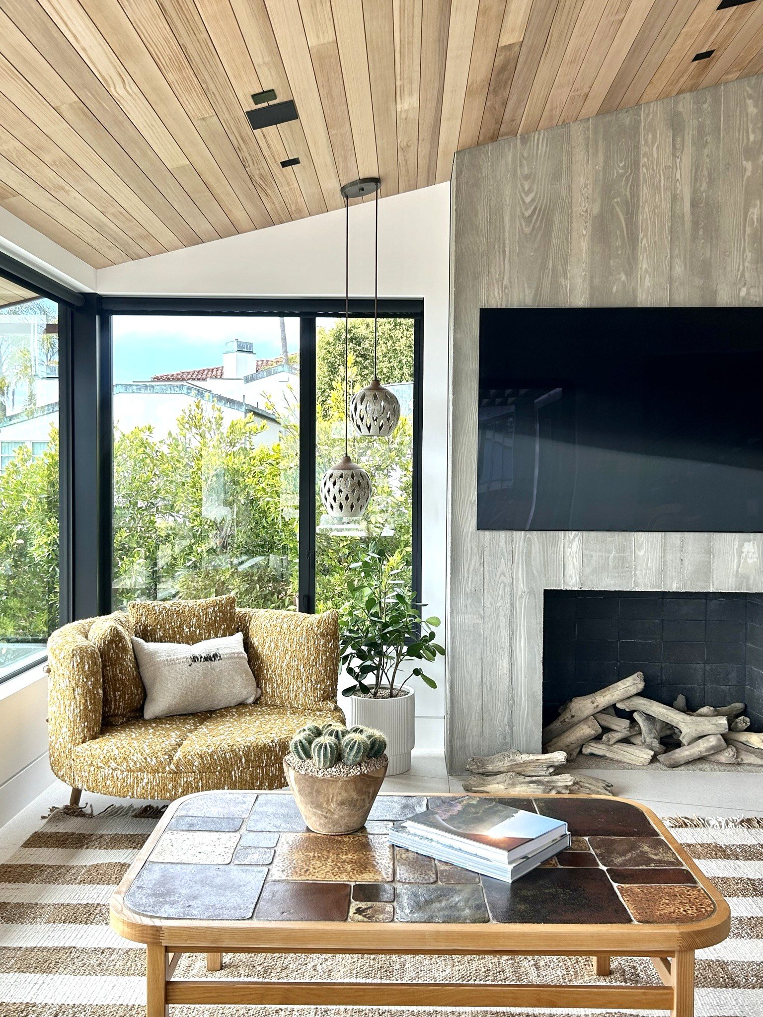 Modern home interior with white oak cabinetry details