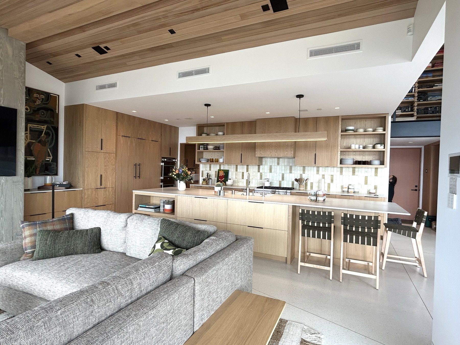 Modern white oak kitchen open-plan island cabinetry