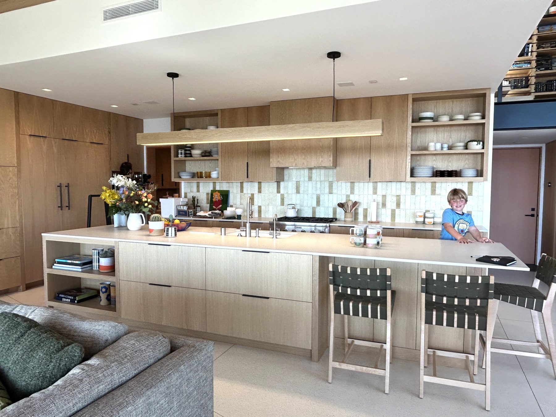 Modern white oak home custom built-in cabinetry detail