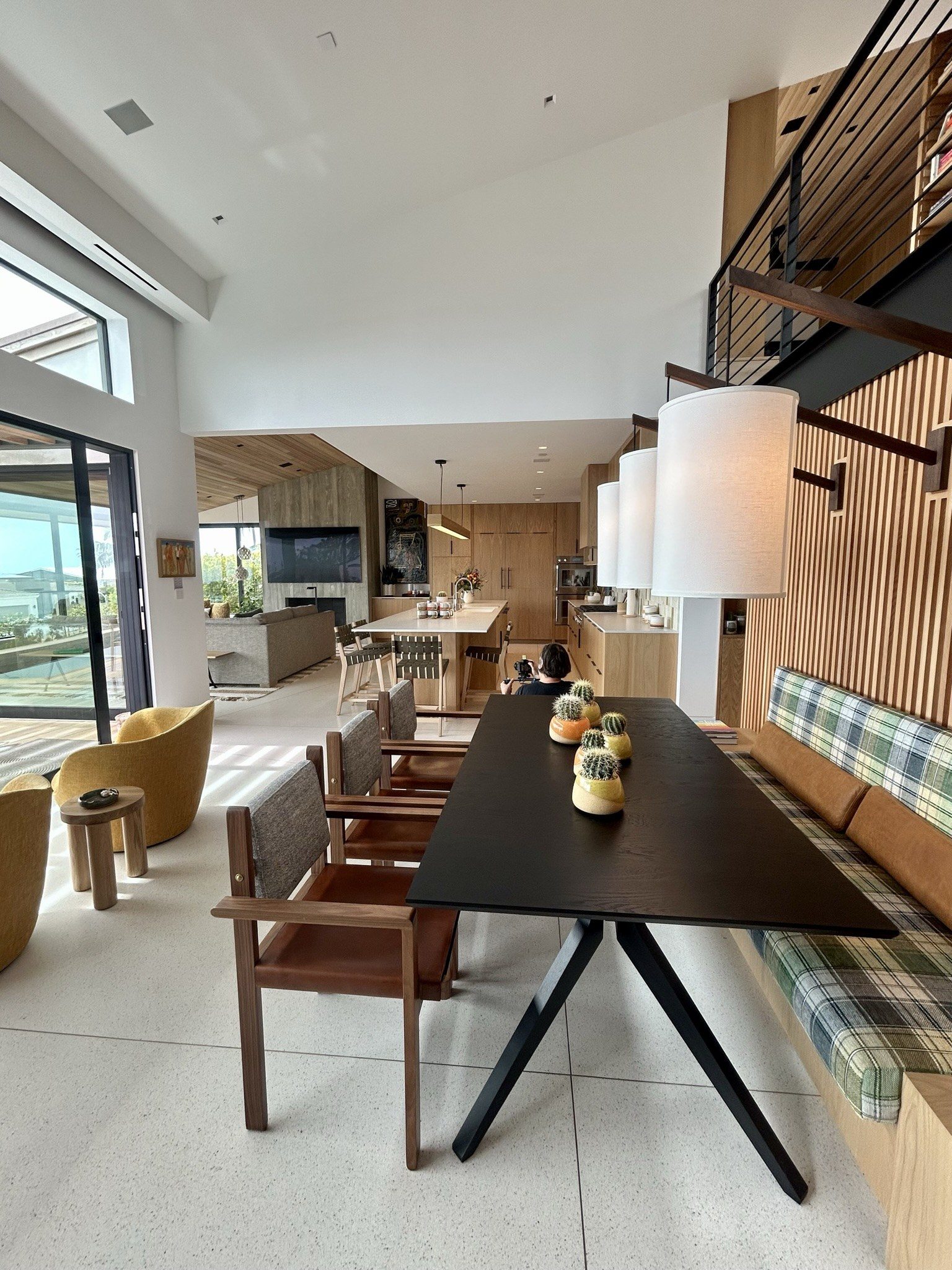 Modern white oak open-plan kitchen living architectural view